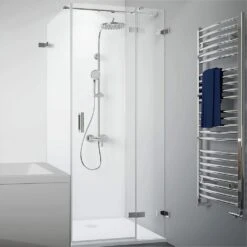 Breuer Panorama Badewannenseitenwand Für Drehtür Mit Festteil Rahmenlos Mit Wandwinkel Innen, Sondermaß