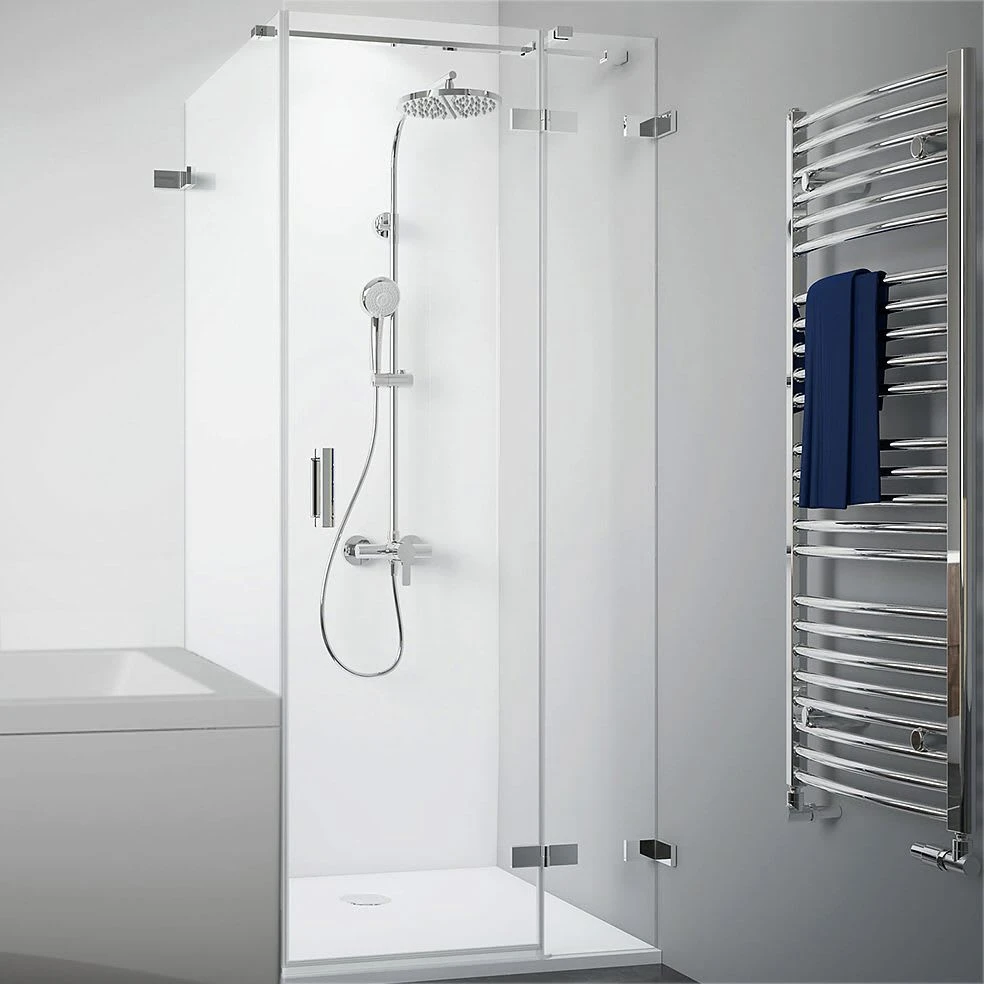 Breuer Panorama Badewannenseitenwand Für Drehtür Mit Festteil Rahmenlos Mit Wandwinkel Innen, Sondermaß 3 Breuer Panorama Badewannenseitenwand Für Drehtür Mit Festteil Rahmenlos Mit Wandwinkel Innen, Sondermaß