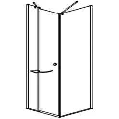 GEO Maw Flex Drehtür Links Mit Drehsäule An Festteil Und Seitenwand, 120 X 80 Cm