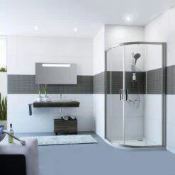HÜPPE Classics 2 Gleittür 1/4 Kreis Mit Festteilen 80/80 X 190 Cm, R= 50 Cm, Glas Mit Anti-Plaque -Grohe Duschen Geschaft hersteller hueppe classics 2 gleittuer 1 10729802