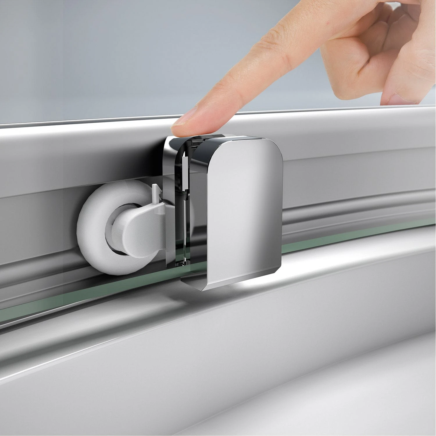 HÜPPE Classics 2 Gleittür 1/4 Kreis Mit Festteilen 100/100 X 200 Cm, R= 55 Cm, Glas Mit Anti-Plaque 9 HÜPPE Classics 2 Gleittür 1/4 Kreis Mit Festteilen 100/100 X 200 Cm, R= 55 Cm, Glas Mit Anti-Plaque – Bild 7