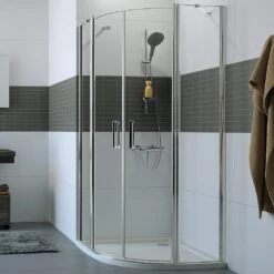 HÜPPE Classics 2 1/4 Kreis Schwingtür Mit Festteil 80 X 190 Cm, R= 50 Cm, Glas Mit Anti-Plaque