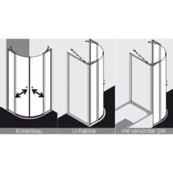 Kermi Nova 2000 Viertelkreis-Duschkabine R55 Mit Pendeltüren U. Festfeldern 90x100x185 Cm