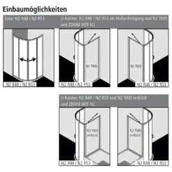 Kermi Nova 2000 Viertelkreis-Duschkabine R53 Mit Gleittüren U. Festfeldern 80x90x185 Cm