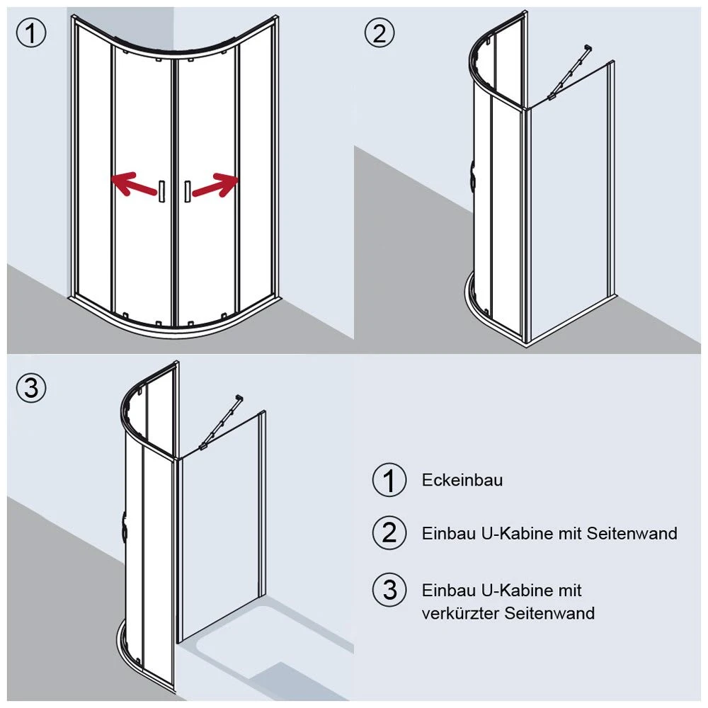 Kermi Ibiza 2000 Viertelkreis-Duschkabine Mit Gleittüren 120 X 80 Cm, Radius 50 Cm 4 Kermi Ibiza 2000 Viertelkreis-Duschkabine Mit Gleittüren 120 X 80 Cm, Radius 50 Cm – Bild 2