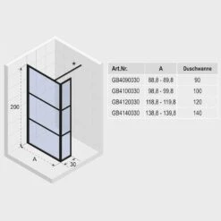 Riho Grid Walk-In Duschwand Mit Festteil GB402 140 Cm