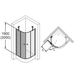 HÜPPE 501 Design Pure 1/4 Kreis Schwingtür Mit Festteil, 90 X 190 Cm, Radius 55 Cm, Glas Ohne Anti-Plaque -Grohe Duschen Geschaft hueppe 501 design pure 4 kreis 10150085