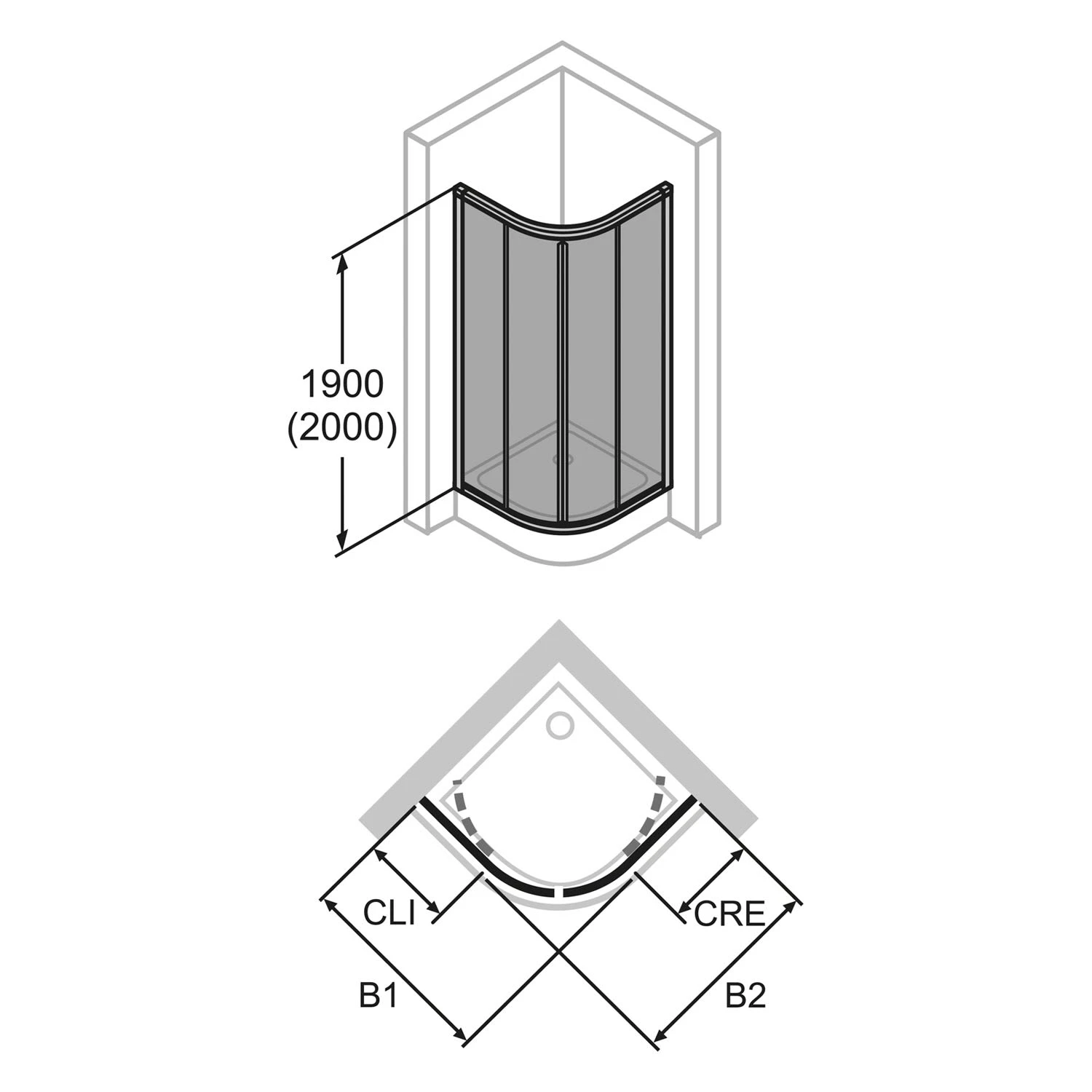 HÜPPE Alpha 2 Vollgerahmt 1/4 Kreis Gleittür, 80 X 190 Cm, Radius 50 Cm, Kunstglas 5 HÜPPE Alpha 2 Vollgerahmt 1/4 Kreis Gleittür, 80 X 190 Cm, Radius 50 Cm, Kunstglas – Bild 3