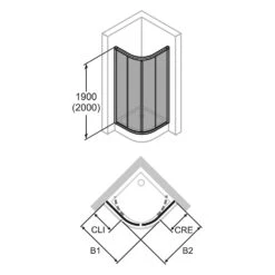 HÜPPE Alpha 2 Vollgerahmt 1/4 Kreis Gleittür, 90 X 200 Cm, Radius 50 Cm, Glas Mit Anti-Plaque -Grohe Duschen Geschaft hueppe alpha 2 gleittuer 1 4 9363257