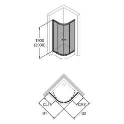 HÜPPE Alpha 2 Teilgerahmt 1/4 Kreis Gleittür, 90 X 190 Cm, Radius 55 Cm, Glas Mit Anti-Plaque -Grohe Duschen Geschaft hueppe alpha 2 gleittuer teilgerahmt 1 9362387