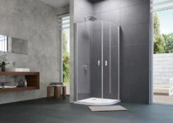 HÜPPE Design Pure 1/4 Kreis Schwingtür 100 X 190 Cm, R= 50 Cm, Glas Mit Anti-Plaque