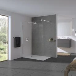Koralle SL450 Walk-In Trennwand, Typ WWBO 110, 110 X 200 Cm, Bodengleich, Mit GlasPlus -Grohe Duschen Geschaft koralle duschkabinen sl450 walk trennwand typ 11139640