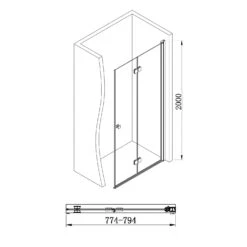 Sturotec 5090 Drehfalttür Mit Seitenwand 80 X 120 X 200 Cm Anschlag Rechts, Mit Nano-Beschichtung -Grohe Duschen Geschaft sturotec duschkabinen serie 5090 drehfalttueren mit 11852610
